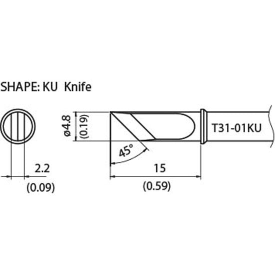 Hakko T31 soldering tip shape KU 