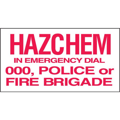 Brady Hazchem In Emergency Dial 000, Police or Fire Brigade, H300mm x W600mm, Metal, Red/White