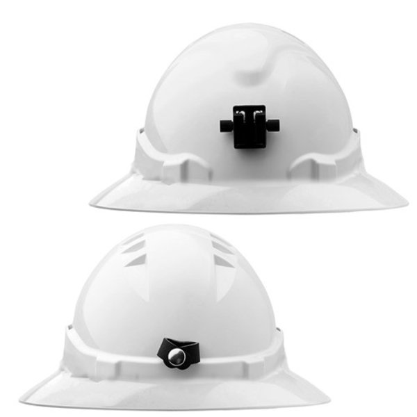 Pro Choice V6 Hard Hat Unvented Full Brim + Lamp Bracket Ratchet Harness - White