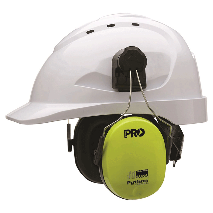 Pro Choice Safety Python Hard Hat Earmuffs - Slimline Hi Vis Yellow Class 5 -31Db