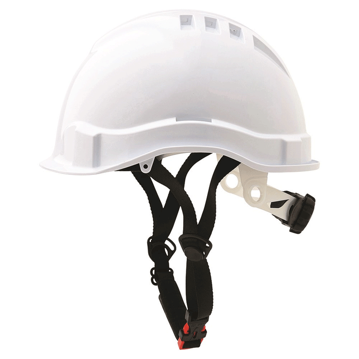 Pro Choice Safety V6 Hard Hat Vented Micro Peak Linesman Ratchet Harness - White