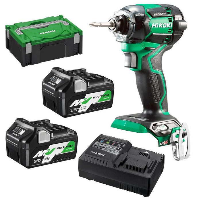 Hikoki 36V Brushless Impact Driver IP56 Triple Hammer 6.35mm Hex Drive Kit