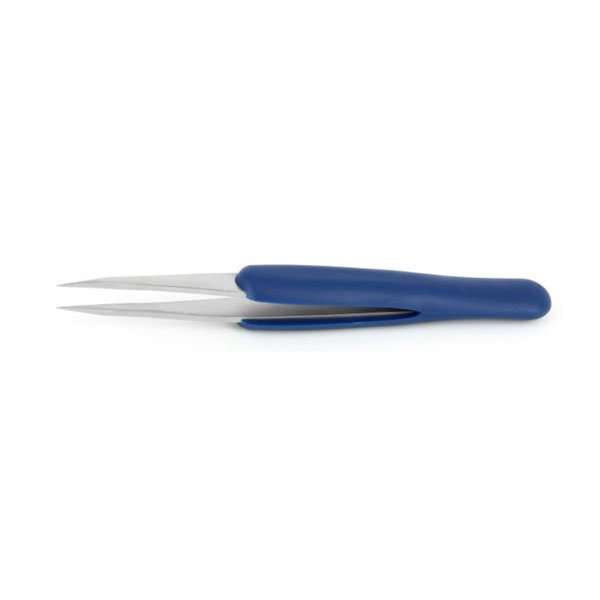 Ideal-Tek ESD Rubber Grip Tweezers SS Straight & Thick 120mm 0A.SA.DR.0