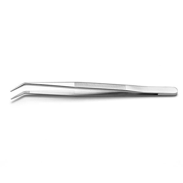 Ideal-Tek General Purpose Tweezer S/Steel Serrated Handles Fine Bent Tips 150mm 124.SA