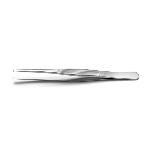 Ideal-Tek Flat Tip Precision Tweezer S/Steel Serrated Handles Smooth 120mm 125.SA