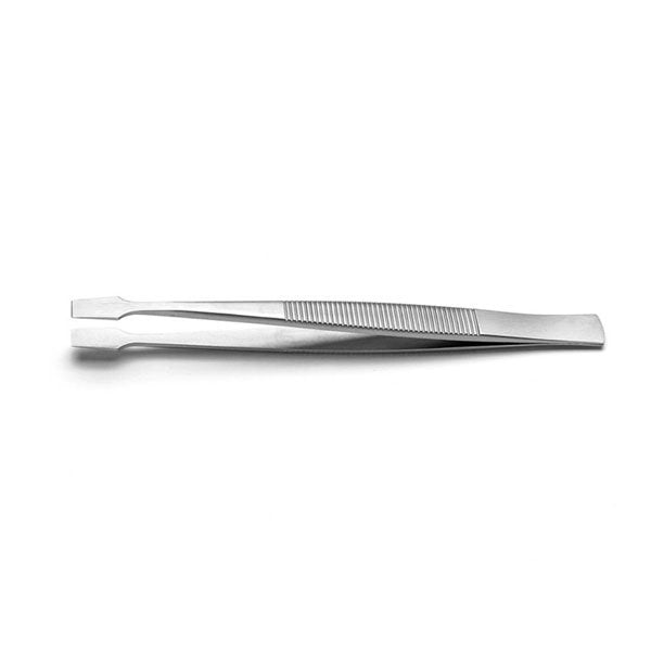 Ideal-Tek Flat Tip Precision Tweezer S/Steel Serrated Handles Thin, Squared 105mm 127.SA