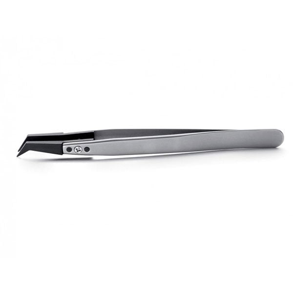Ideal-Tek Plastic Replaceable Tip Tweezers Thin, Angled Head 125mm