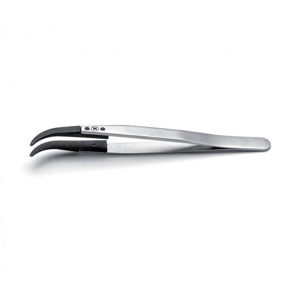 Ideal-Tek Plastic Replaceable Tip Tweezers Curved, Flat, Round ESD Safe 130mm 2ABCFR.SA