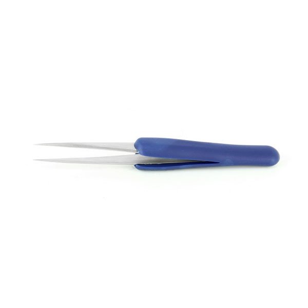 Ideal Tek ESD Precision Rubber Grip Tweezer Straight, Sharp, Fine 115mm 3C.SA.DR