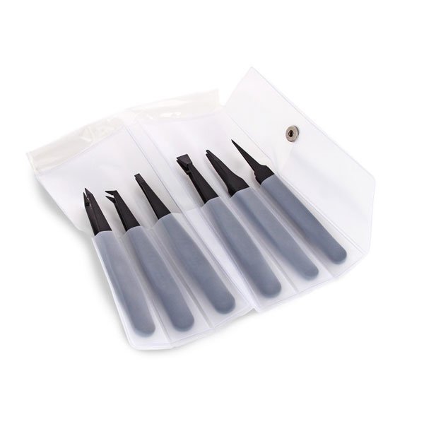 Ideal-Tek K6PICF Conductive Plastic 6pc Tweezer Set ESD Safe