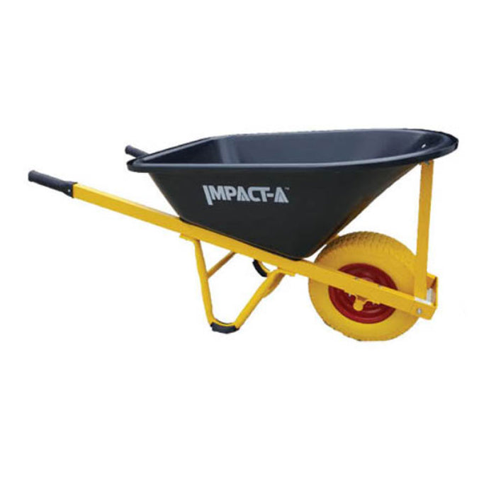 Impact-A Wheelbarrow Black Plastic -PU Puncture Proof Fat Wheel