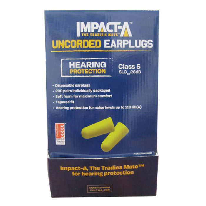 Impact-A Earplugs Disposable Uncorded Cl5 27Db - 200 Pairs EPOU200