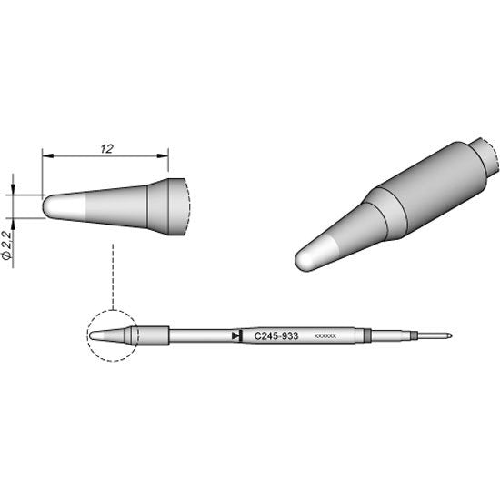 JBC 2.2mm Conical Standard Cartridge Tip