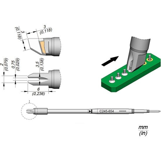 JBC 20mm Through Hole Drag Soldering Tip