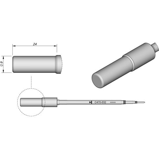 JBC 24.0x9.0mm Chrome Finish Heavy Duty Cartridge Tip