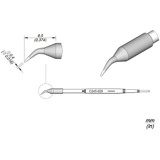 JBC 0.4mm Bent Conical Standard Cartridge Tip