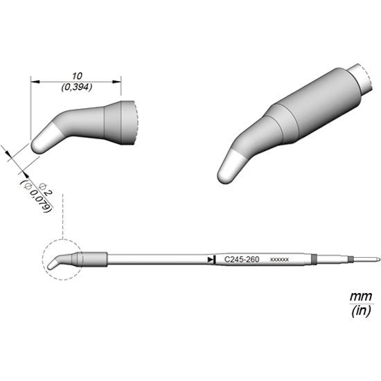 JBC 2mm Bent Conical Standard Cartridge 20mm Longer
