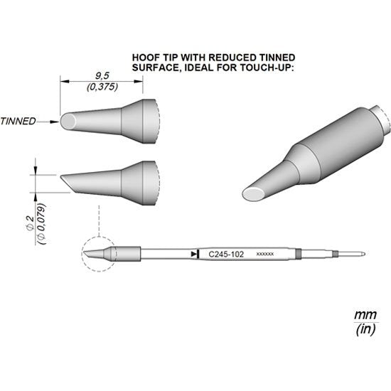JBC 2mm Mini-Wave Standard Cartridge Tip