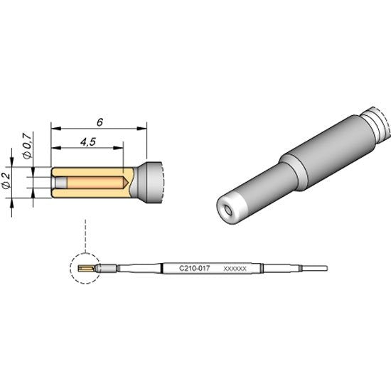 JBC 2mm Through Hole Micro Cartridge Tip