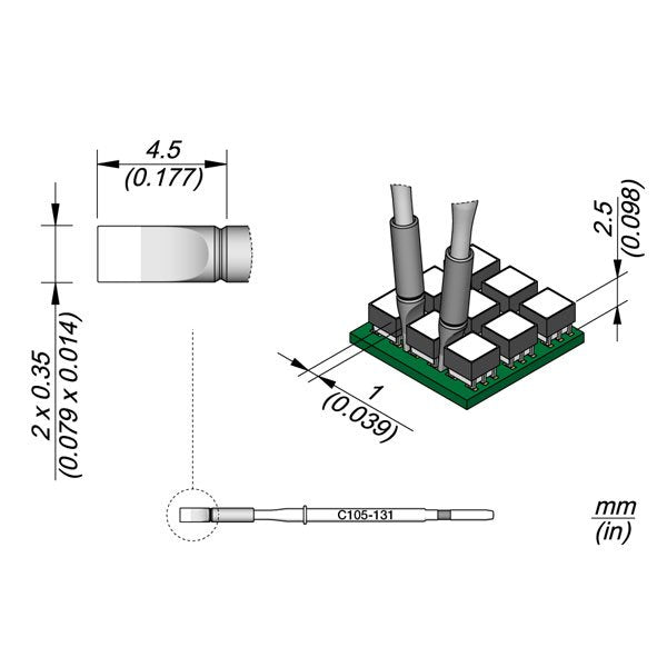 JBC Cartridge Chisel 2x0.35 