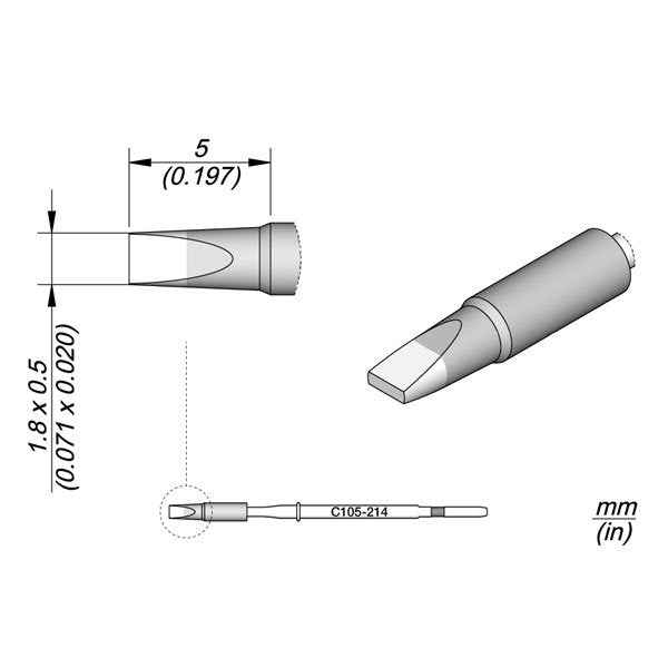 JBC 1.8 x 0.5mm S1 Cartridge Chisel