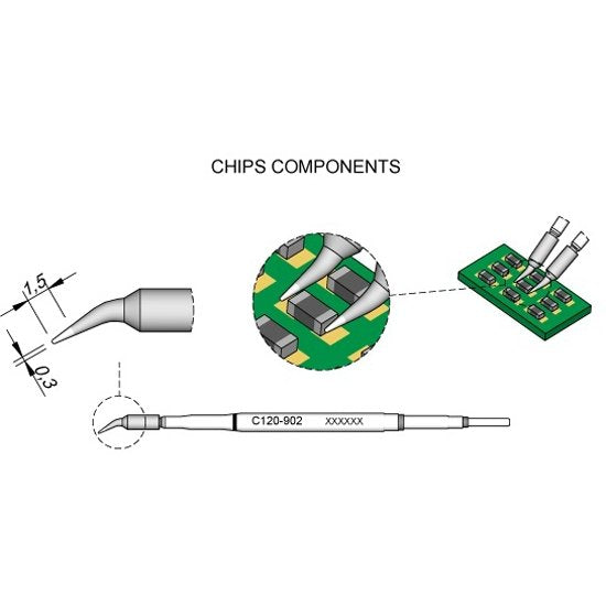 JBC 0.3mm Chip Component Micro Tweezer Cartridge Tip