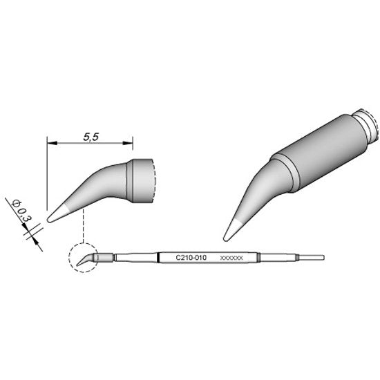 JBC 0.3mm Bent Conical Micro Cartridge Tip