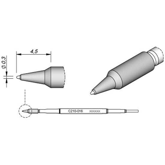 JBC 0.3mm Slim Conical Micro Cartridge Tip