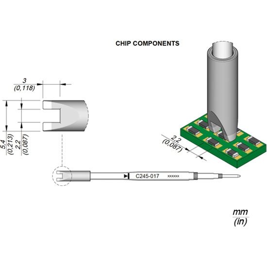 JBC 2.2mm Chip Components Standard Cartridge Tip
