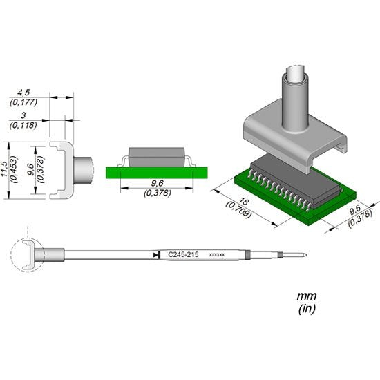 JBC 18x9.6mm Dual In-Line IC Standard Cartridge Tip