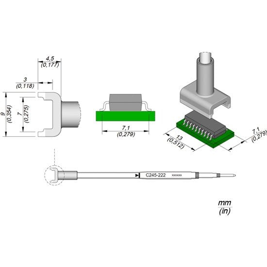 JBC 13.5x7.5mm Dual In-Line IC Standard Cartridge Tip