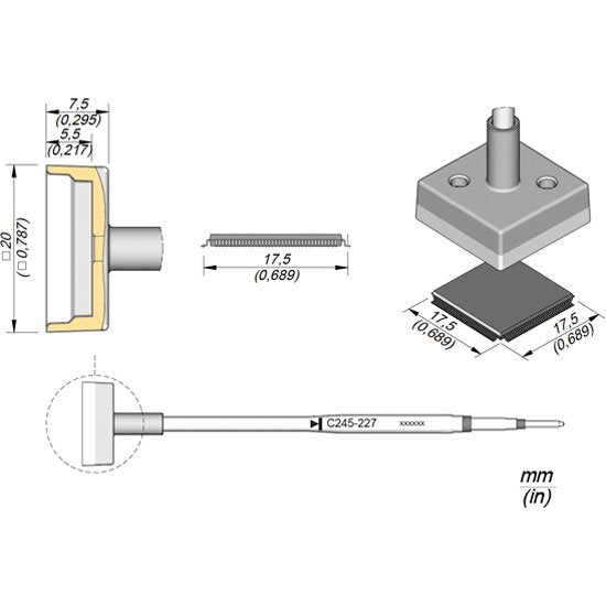 JBC 17.5x17.5 QFP/PLCC Standard Cartridge Tip