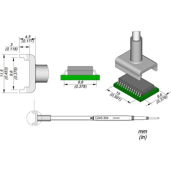 JBC 15x9.6mm Dual In-Line IC Standard Cartridge Tip