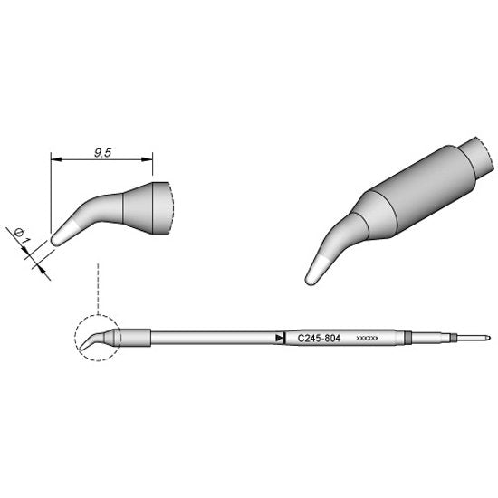 JBC 1.0mm Bent Standard Cartridge Tip