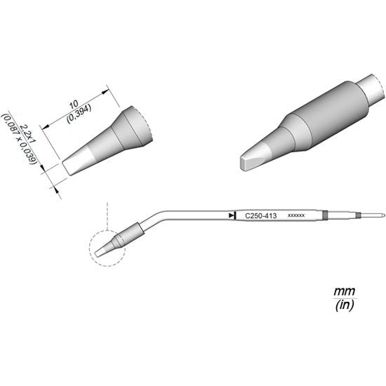 JBC 2.2 x 1mm AL250 Auto-Feed Iron Cartridge Tip