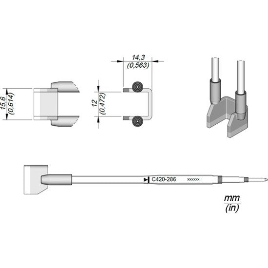 JBC C420-286 15.6x14.3mm U-Shape Cartridge Tip