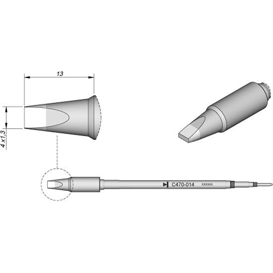 JBC 4.0x1.3mm Chisel Heavy Duty Cartridge Tip