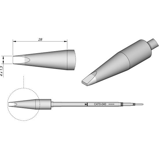 JBC 4 x 1.3mm Chisel Heavy Duty Cartridge Tip