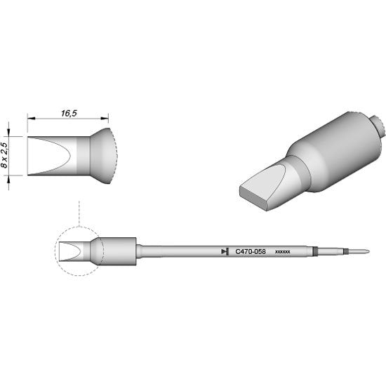 JBC Cartridge Chisel 8 x 2.5