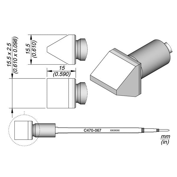 JBC Cartridge Chisel 15.5x2.5 Squ.