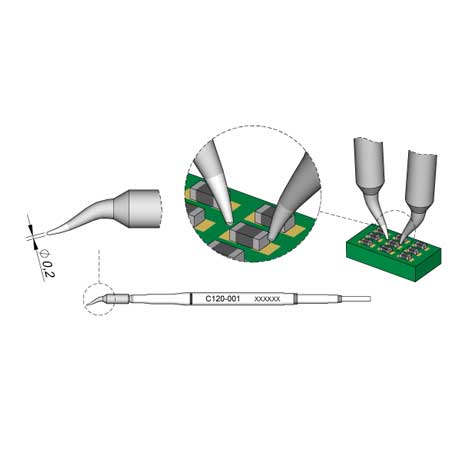 JBC 0.2mm Straight Chip Component Micro Tweezer Cartridge Tip