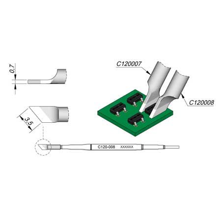 JBC 3.5mm Angled Dual Inline IC Micro Tweezer Cartridge Tip