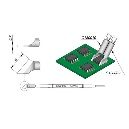 JBC 6mm Angled Dual Inline IC Micro Tweezer Cartridge Tip