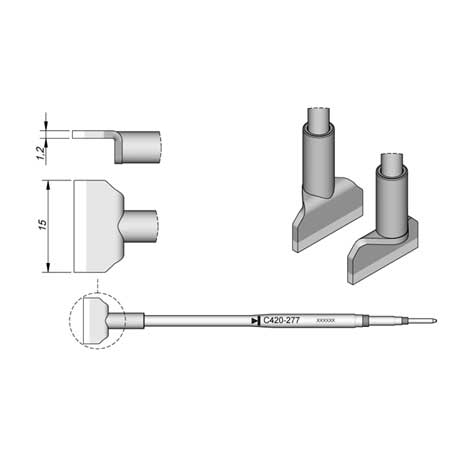 JBC C420277 15.0mm Dual Inline IC Cartridge Tip