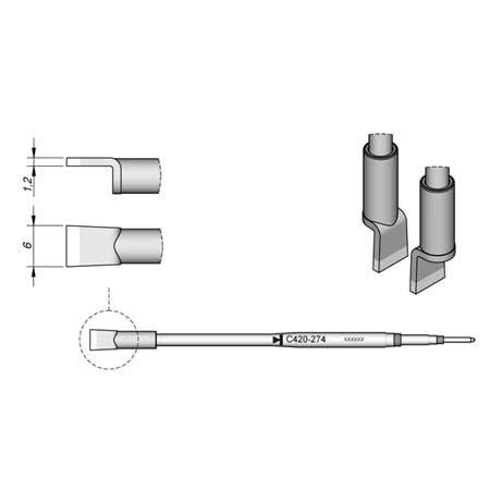 JBC C420274 6.0mm Dual Inline IC Cartridge Tip