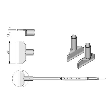 JBC C420278 20.0mm Dual Inline IC Cartridge Tip
