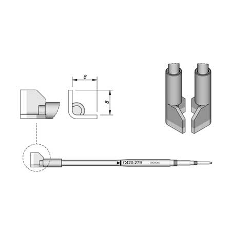 JBC C420279 8.0mm QFP/PLCC Cartridge Tip