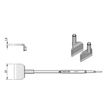 JBC C420285 22.0mm Dual Inline IC Cartridge Tip