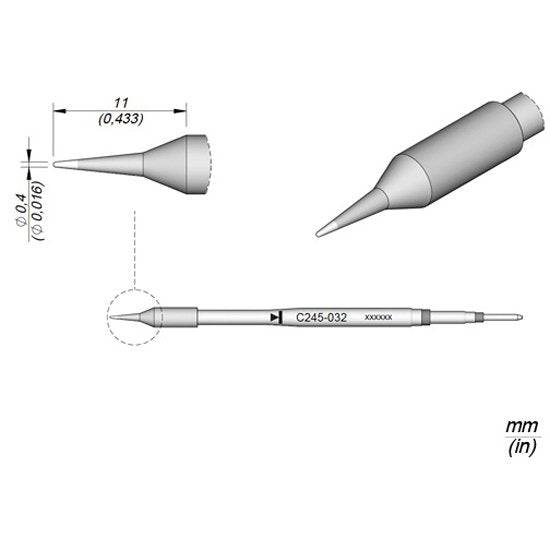 JBC 0.4mm Conical Standard Cartridge Tip