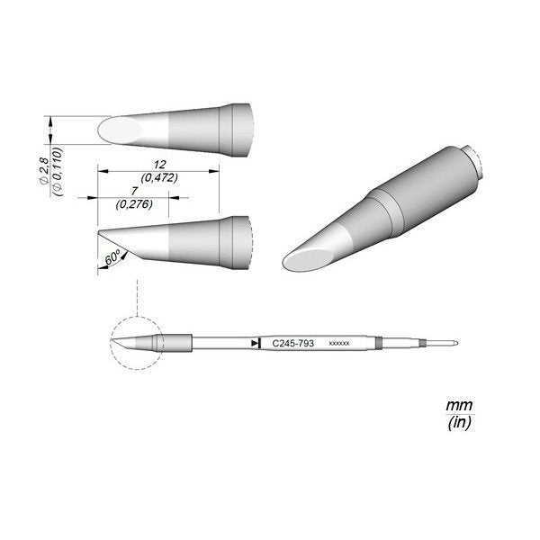 JBC Cartridge Bevel Ã˜2.8MM-60Âº